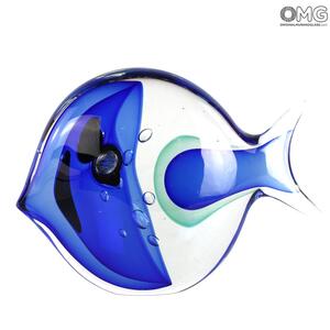 4526 ORIGINALMURANOGLASS Абстрактная скульптура Синяя Рыба - муранское стекло OMG 21 см