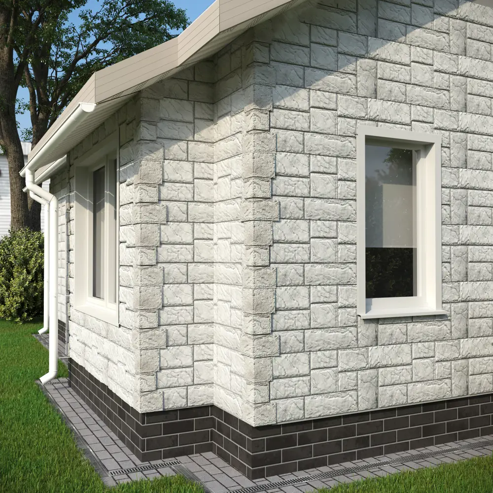 FineBer Наружный угол 'Камень крупный' мелованный белый для фасада 14380286 STLM-0004816 - Вид №1