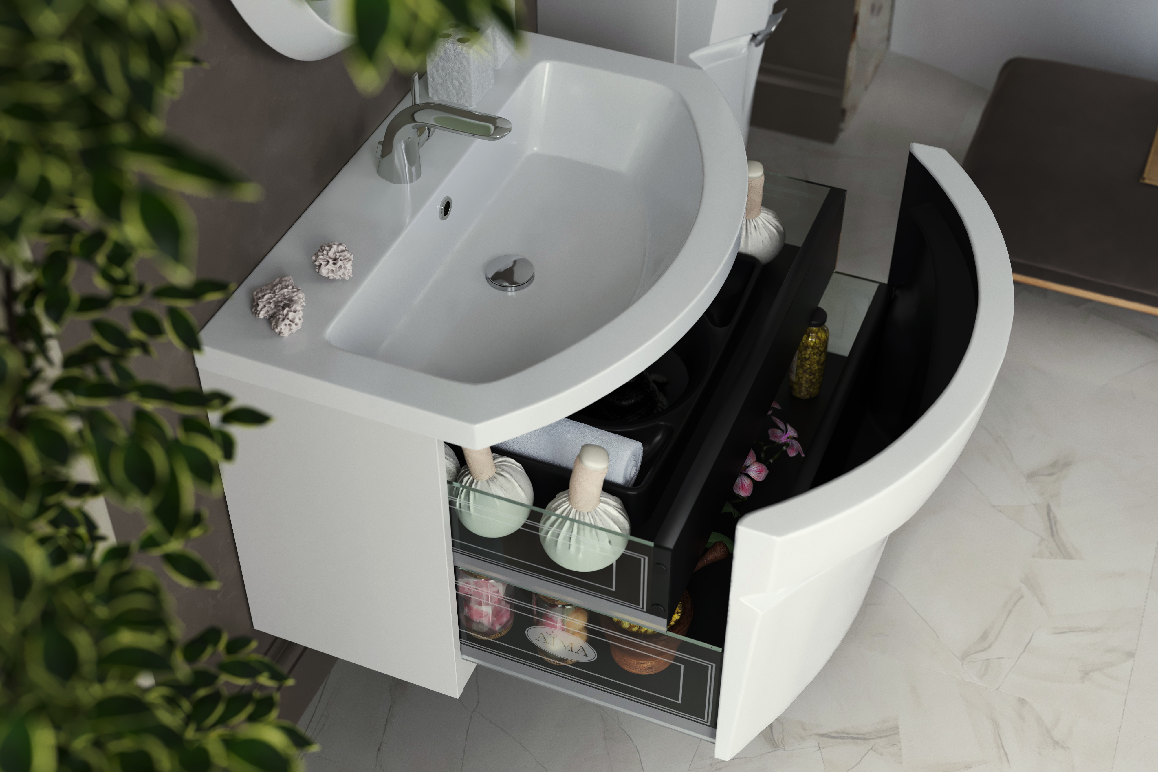 У40416 Тумба с раковиной Cloud 80, 1я, White 1 Marka Cloud - Вид №1