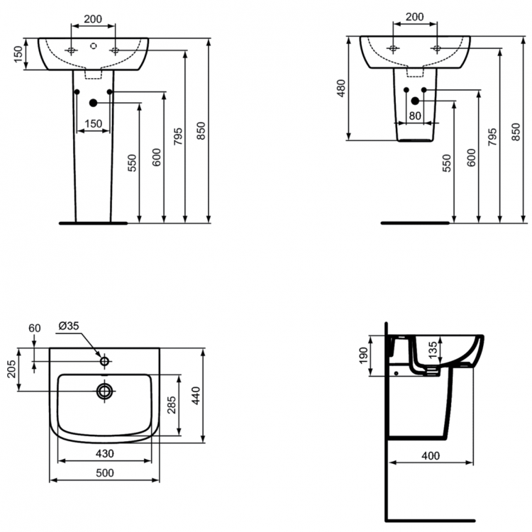 T056601 Раковина 50X44 см Ideal Standard TEMPO - Вид №5