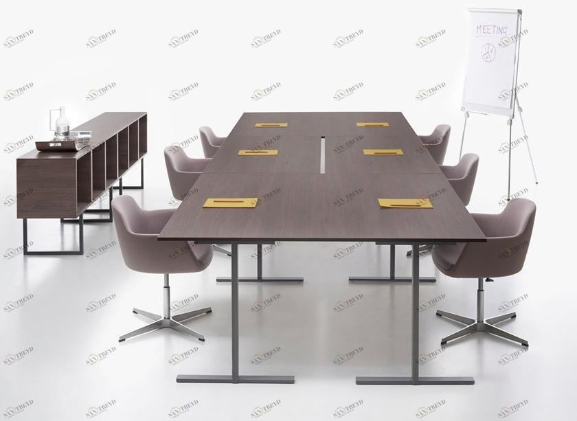 Manerba Прямоугольный стол для совещаний с системой управления кабелями T-leg sun-id-1418607