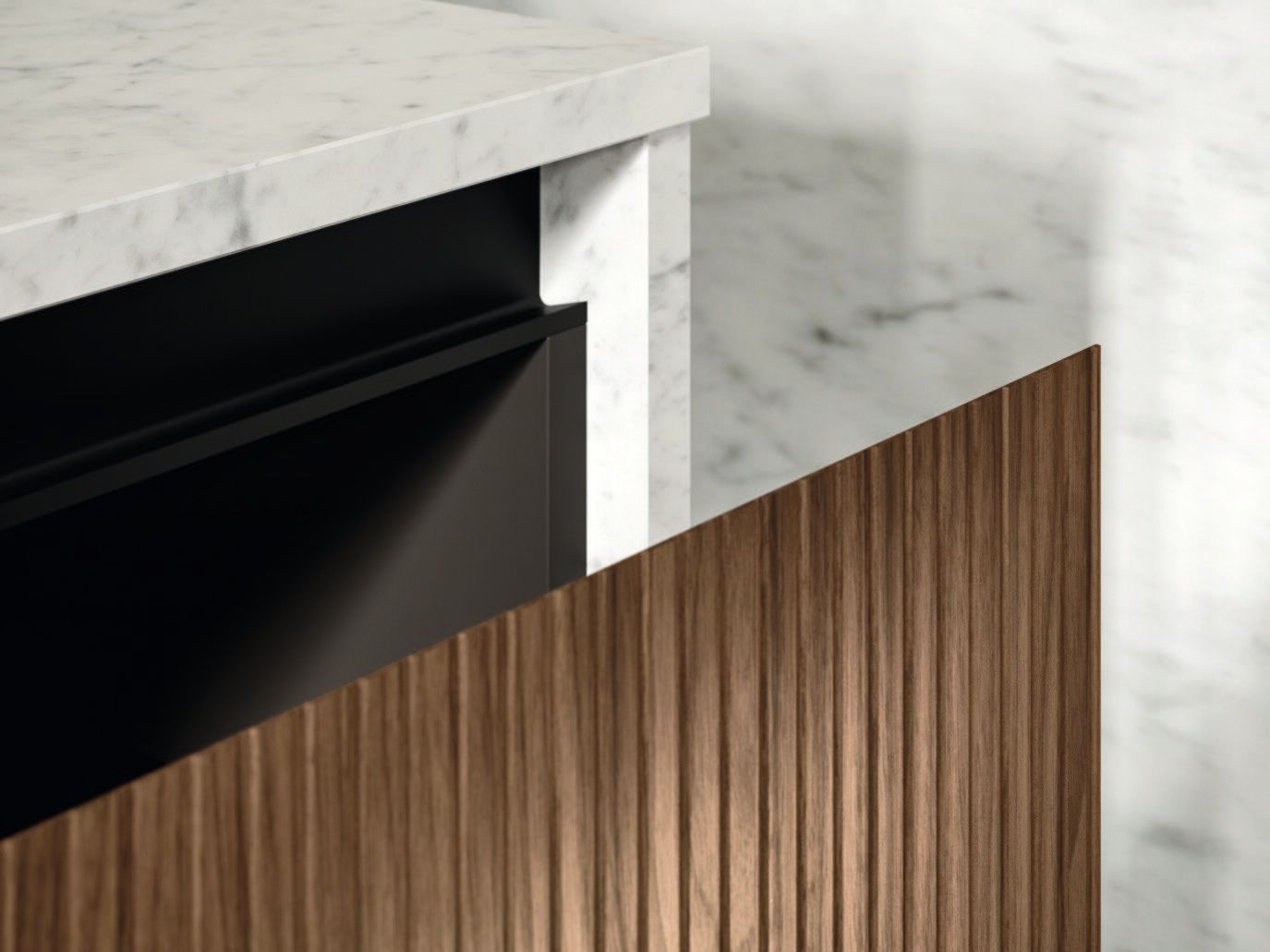 Мебель для ванной комнаты из грецкого ореха и каррарского мрамора Noorth синтез ARCH-00099679 - Вид №7