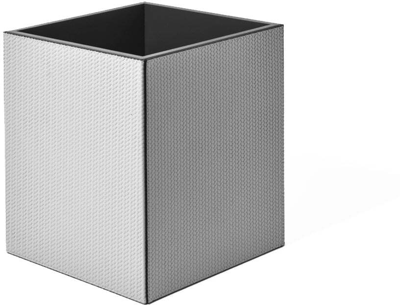 Квадратная маленькая корзина для бумаг - 20X20XH25 см / зернистая кожа_светло-серый