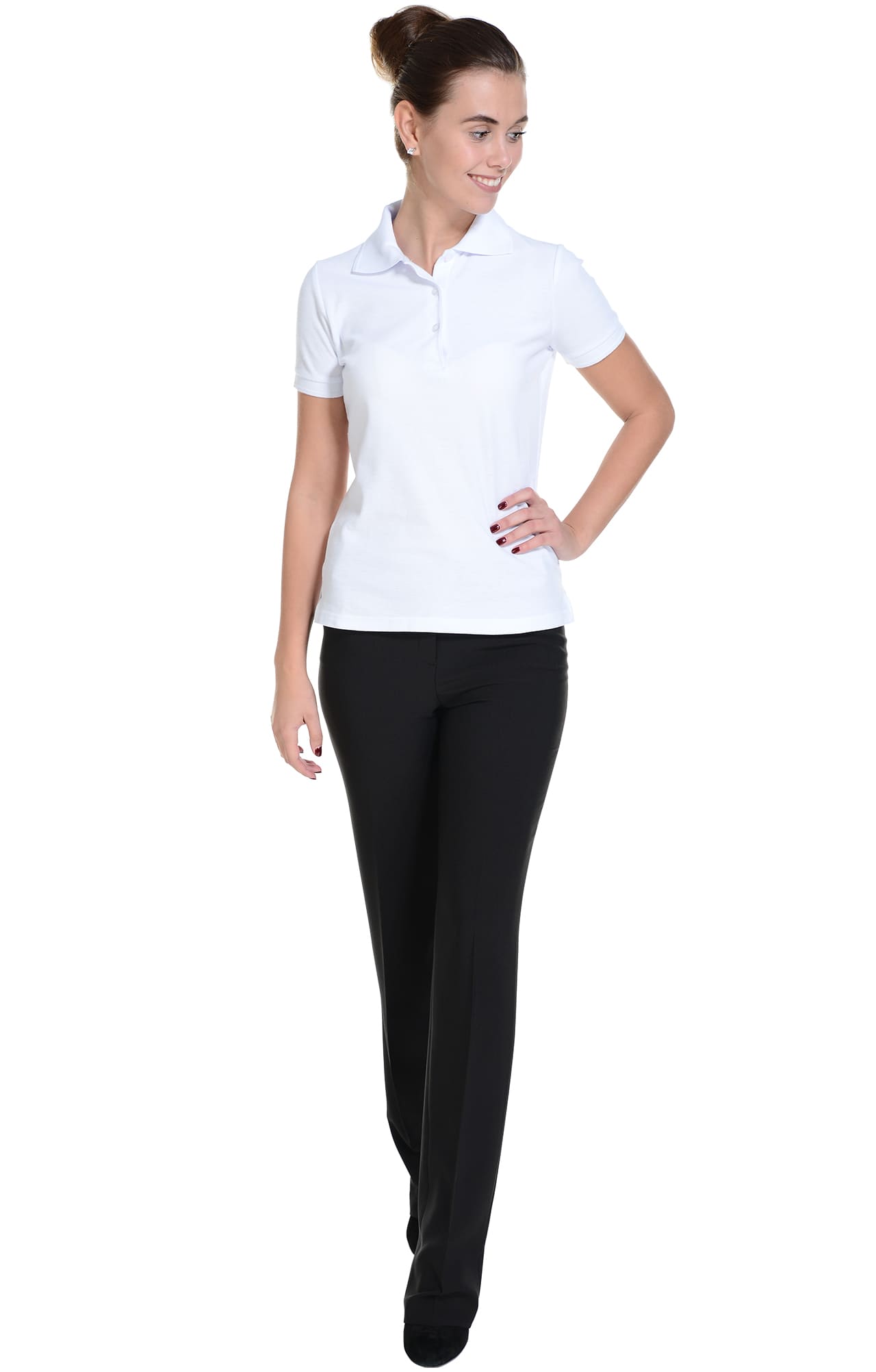 62157 Тенниска-поло женская белая LUXE  Одежда для салонов красоты  размер L  - Вид №8