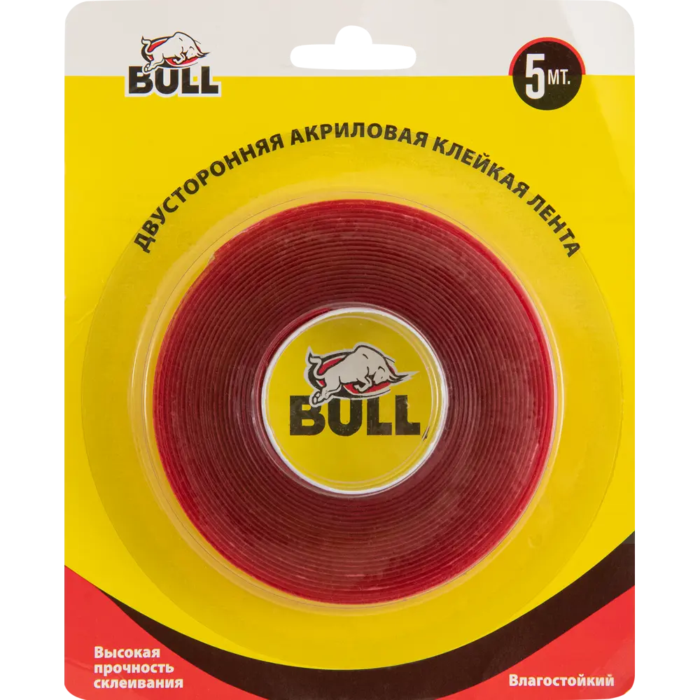 Скотч акриловый двухсторонний для внутренних и наружных работ Bull 10 мм x 5 м цвет красный 84615914 STLM-2116591 Santreyd  - Вид №1