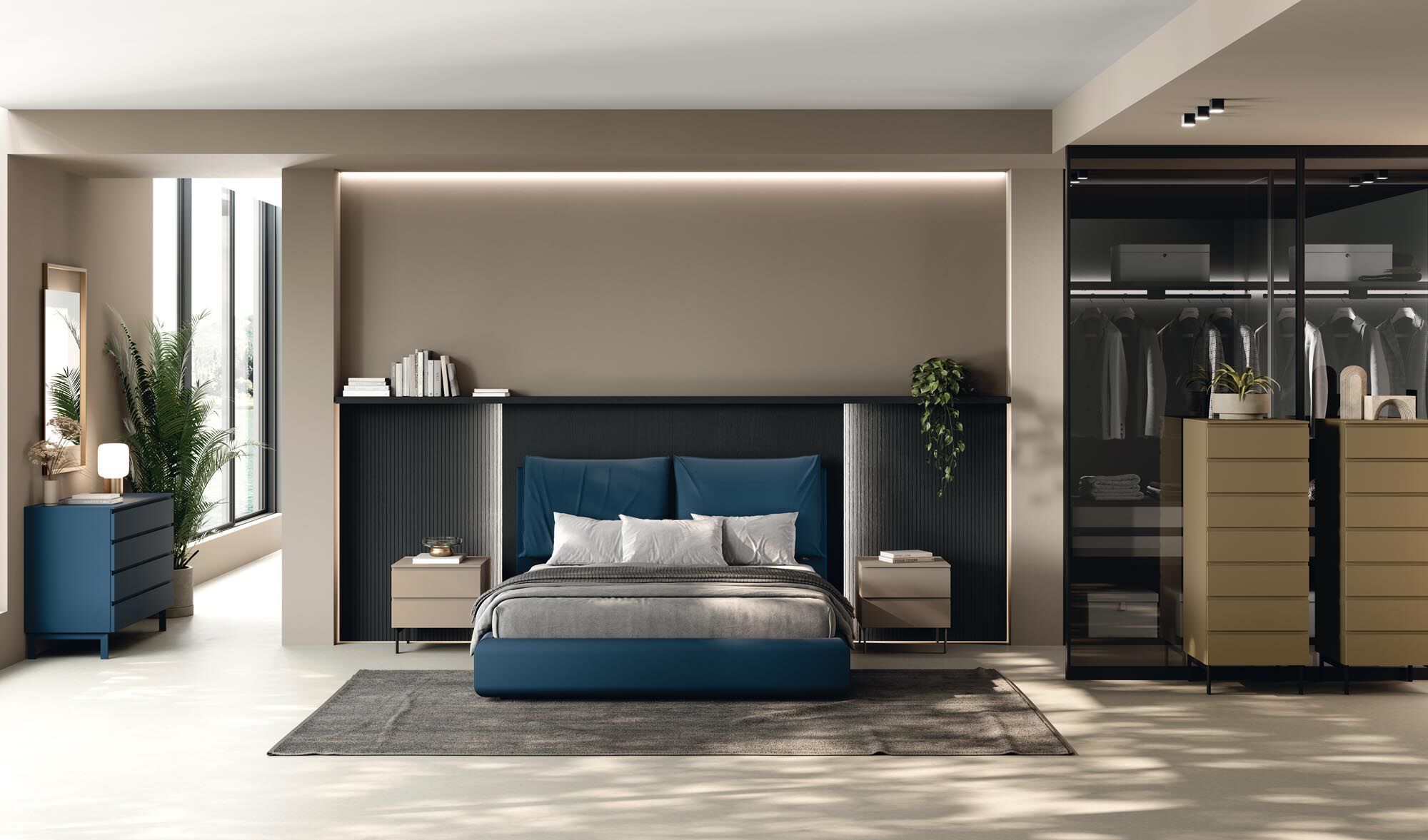 Двуспальная мягкая кровать из ткани Guzzini & Fontana BOSSA ARCH-00066406