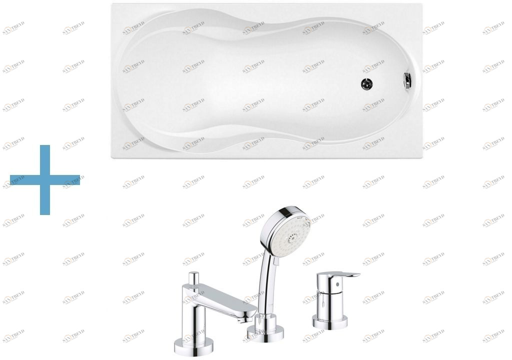 Акриловая ванна Aquanet Grenada 180x80 (каркас + смеситель Grohe BauEdge 2511700A) 002039710015849600240613