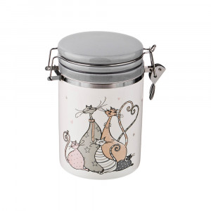 230-293 Посуда керамическая Банка для сыпучих продуктов колекция счастливое семейство с клипсой1 840 мл Lefard