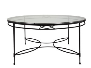 Круглый обеденный стол из нержавеющей стали и стекла