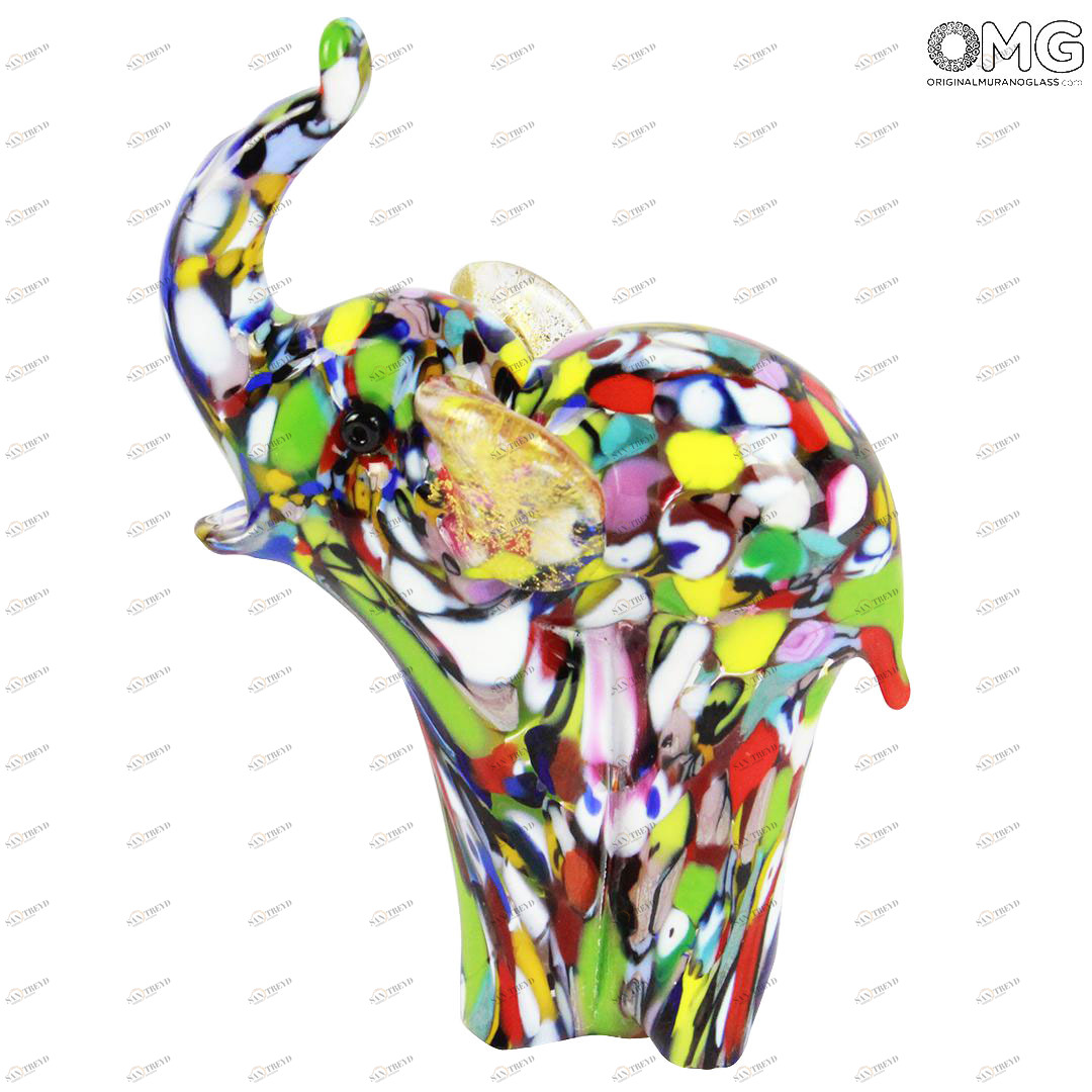 1518 ORIGINALMURANOGLASS Фигурка слона - муррины и золото - муранское стекло  см 