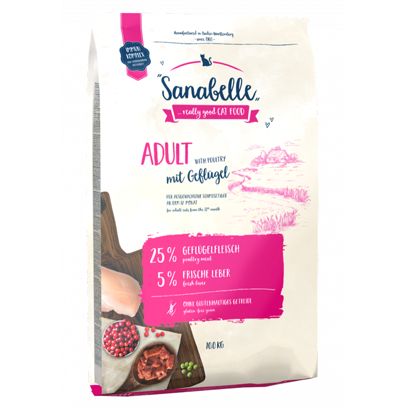 ПР0035434 Корм для кошек Adult с птицей сух. 10кг SANABELLE 