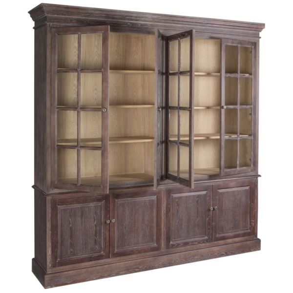 Книжный шкаф со стеклянными дверцами большой коричневый PUSHA MH INTERIORS 062940 Коричневый  - Вид №7