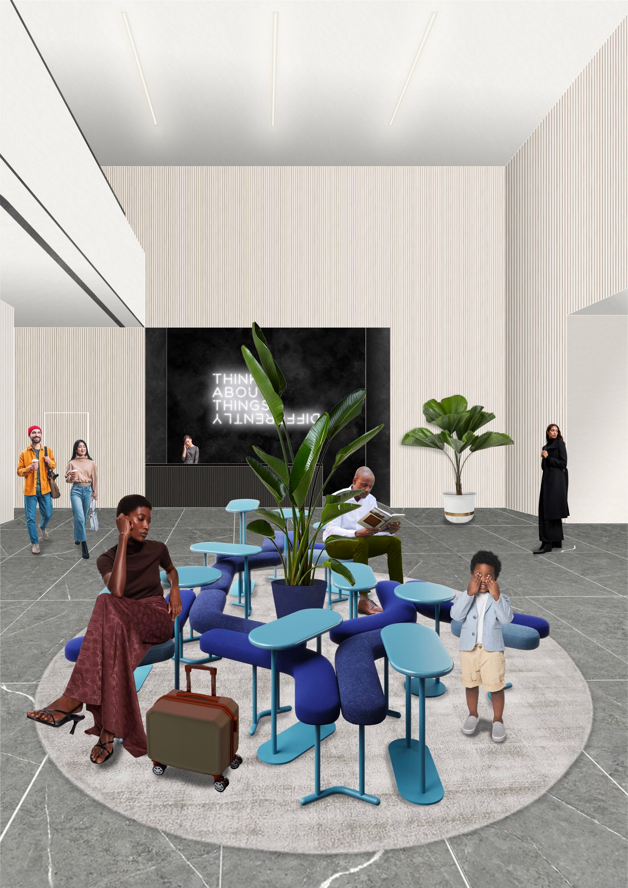 Высокий круглый журнальный столик с металлической трубкой и столешницей из МДФ Adrenalina бисквит ARCH-00033516 - Вид №1