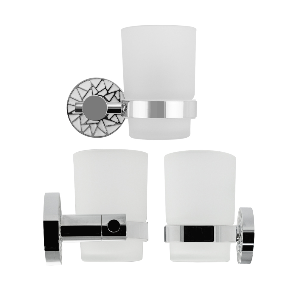 GFmark - Стакан стеклянный с креплением к стене, с БЕЛОЙ МОЗАИКОЙ, код: 3206  - Вид №4