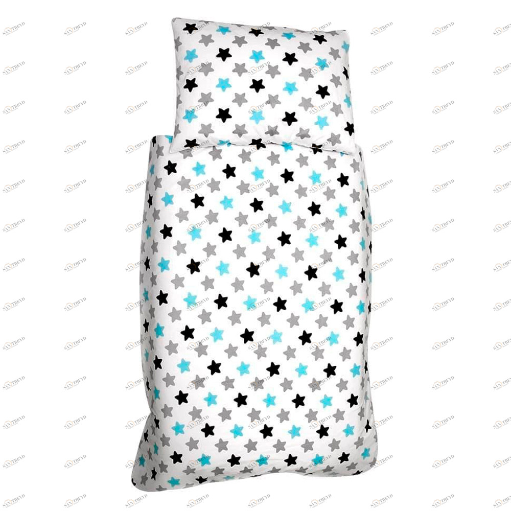Детское постельное белье "Звезды" графит, бирюза, серое БЕЛЬМАРКО  327372 Голубой;серый Santreyd 
