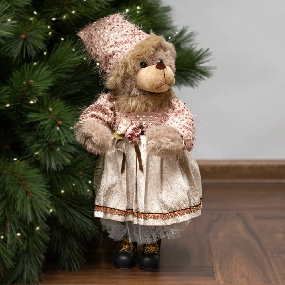 89368044 Декоративная фигура Медведица розовая 20x25 см STLM-1445843 Santreyd Christmas