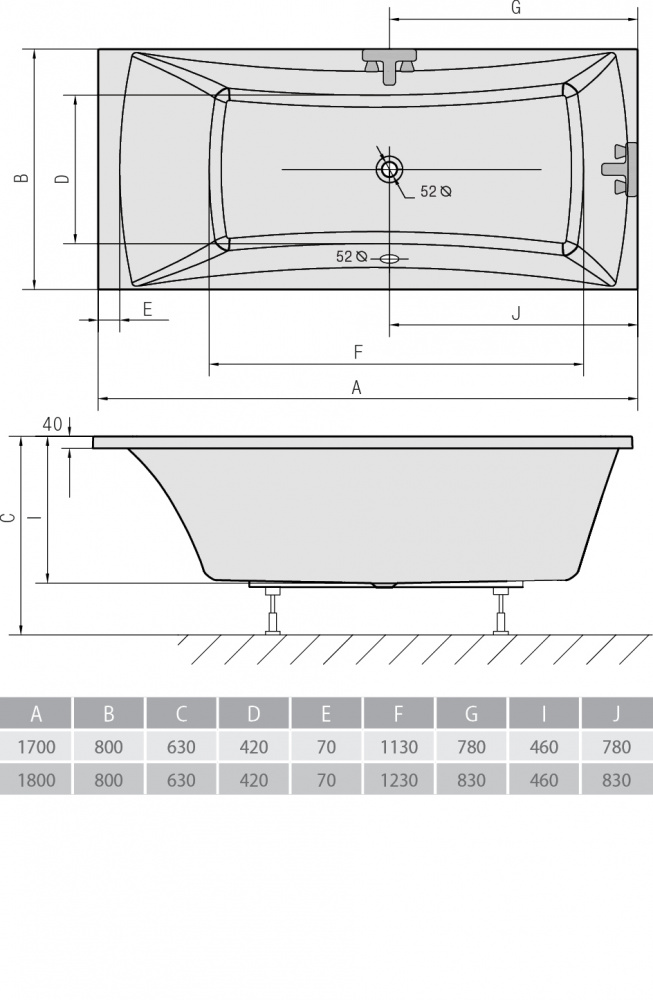 Акриловая ванна ALPEN Alia 180 34119 - Вид №2