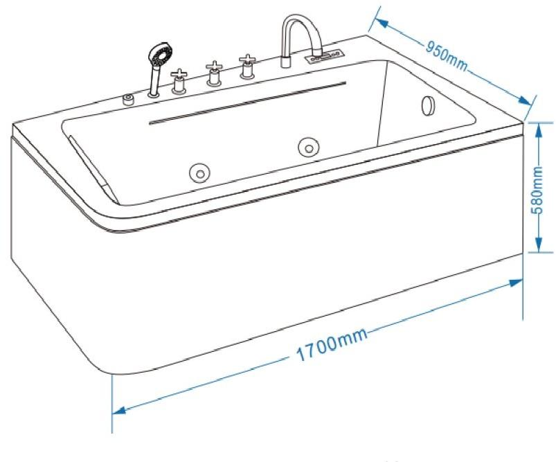 Ванна гидромассаж. GR-17095R (95x170x58) GROSSMAN  - Вид №1