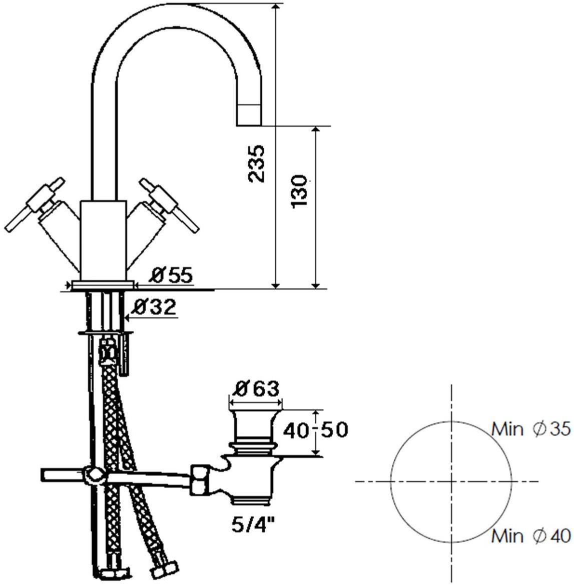 rvb Смеситель для раковины на столешницу, одно отверстие Dynamic 4027.11.41 - Вид №1