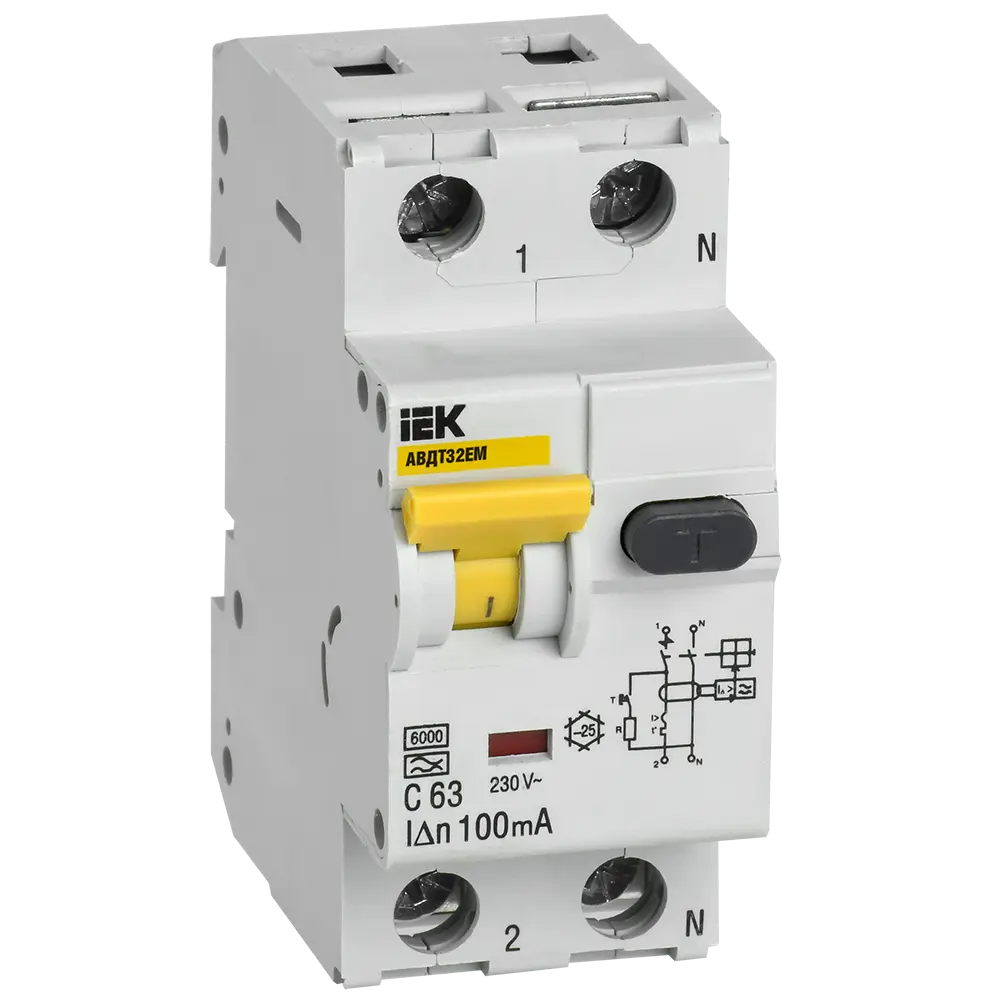 Автоматический выключатель дифференциального тока IEK АВДТ32EM C63 100 мА STLM-2012895