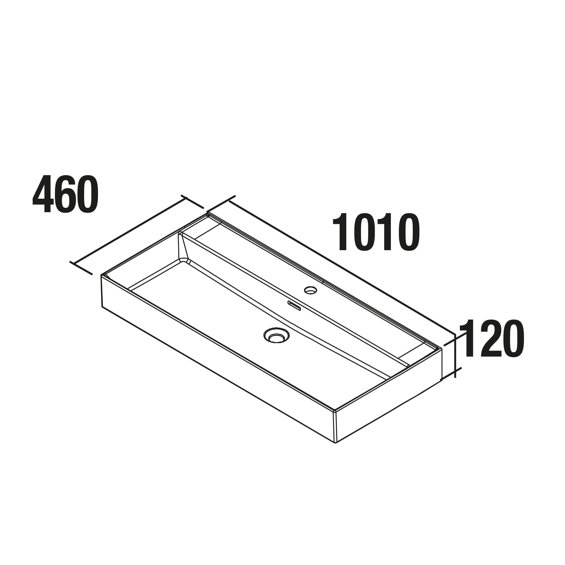 23397 SALGAR Раковина VENETO 1010 1 раковина БЕЛЫЙ ФАРФОР 1010 x 120 x 460 мм - Вид №2
