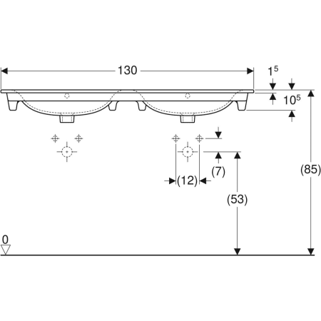 122230000 Двойная встраиваемая раковина Geberit Renova Plan Geberit  - Вид №3