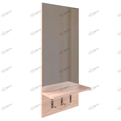 Зеркало настенное узкое с полкой и крючками деревянное "Сэнди-2" GRAUM ДИЗАЙНЕРСКИЕ 304099 Бежевый 