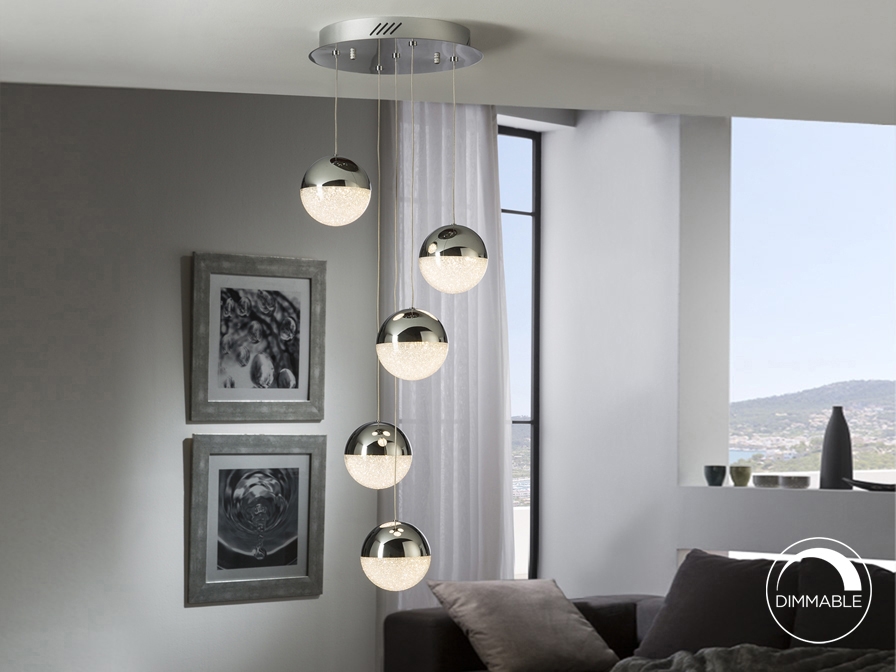 074678 Подвесной светильник 5L LED Ø33 хром Schuller Sphere - Вид №1