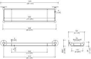 Полка для ванной комнаты из хрусталя и латуни