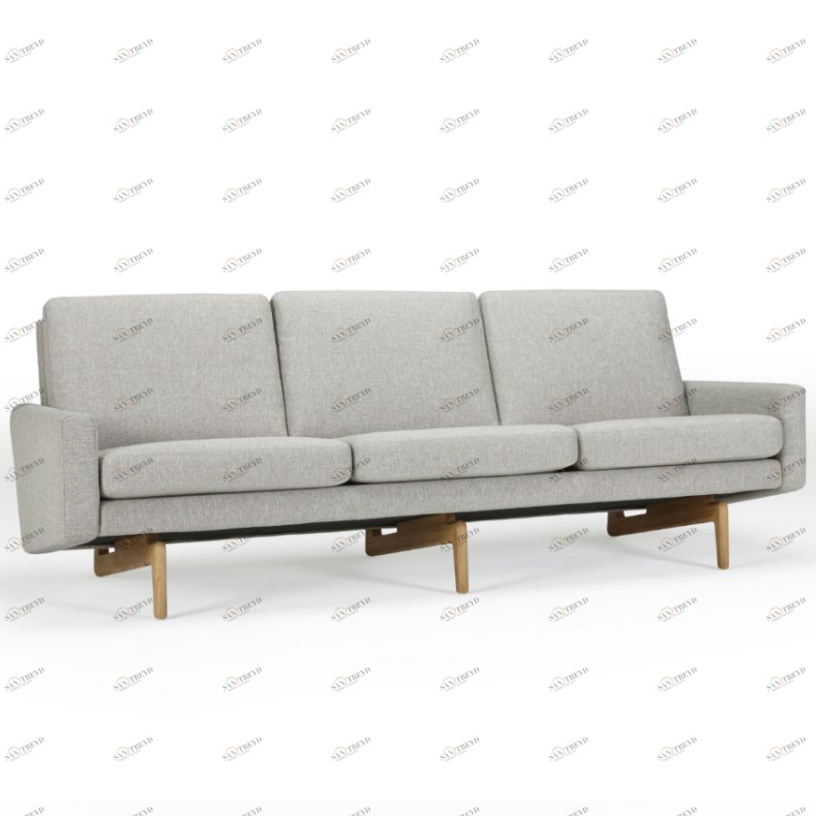 Диван трехместный Egsmark с мягкими подлокотниками, лакированный дуб, темно-песочный Kragelund 20003202244