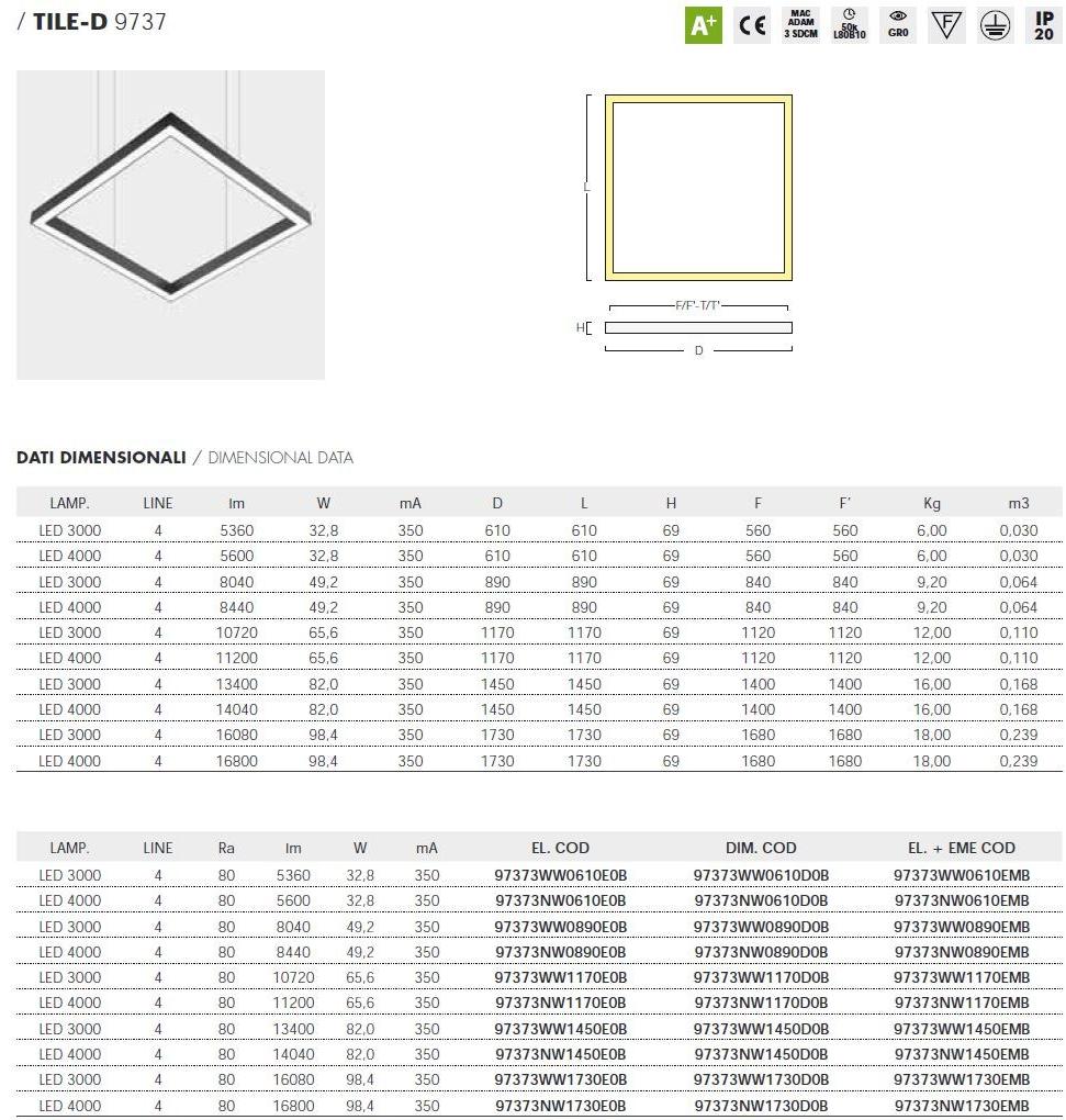 Metalmek Светодиодный подвесной светильник прямого света Tile 9737 po - Вид №3