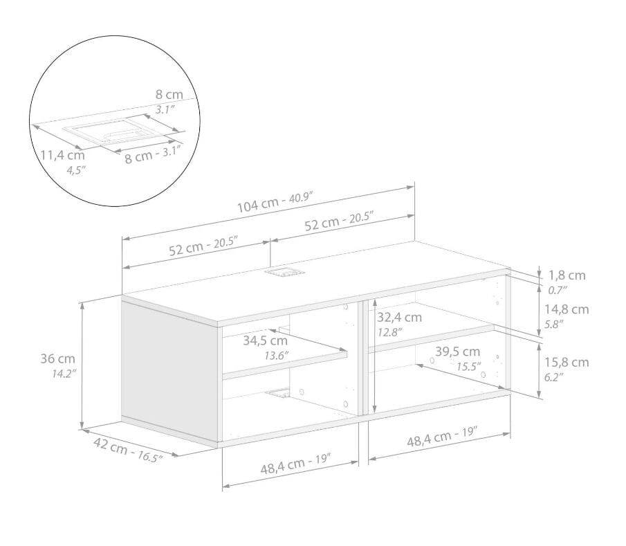 Подвесной ТВ-шкаф из меламиновой ткани с системой кабельных втулок Mobili Fiver X ARCH-00125478 - Вид №12