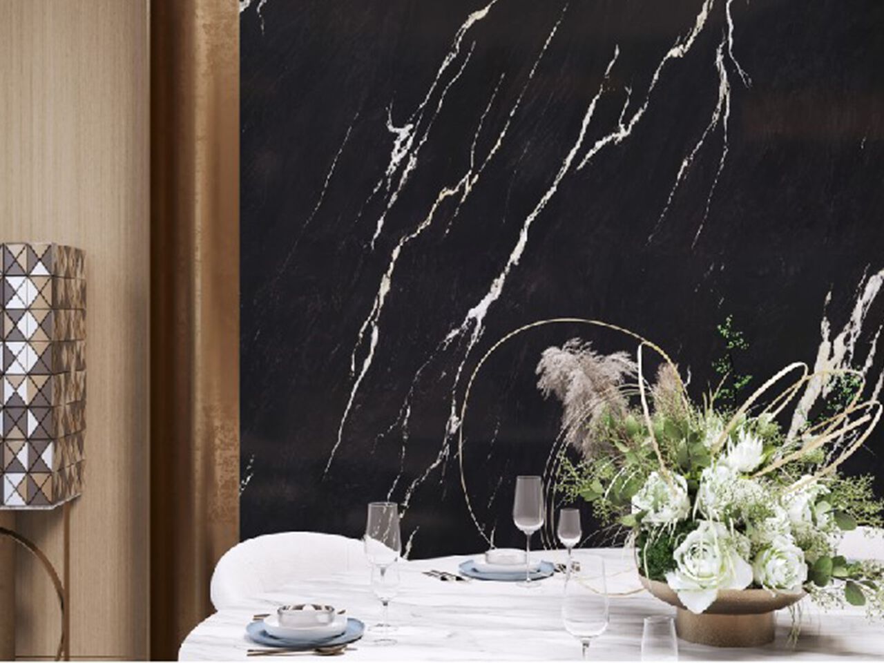 Мраморный пол GANI MARBLE TILES NERO PICASSO ARCH-00032607