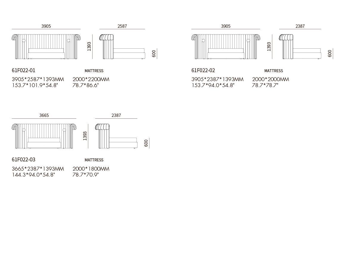 Двуспальная кровать с мягким изголовьем HC28 maison CROWN ARCH-00108153 - Вид №2