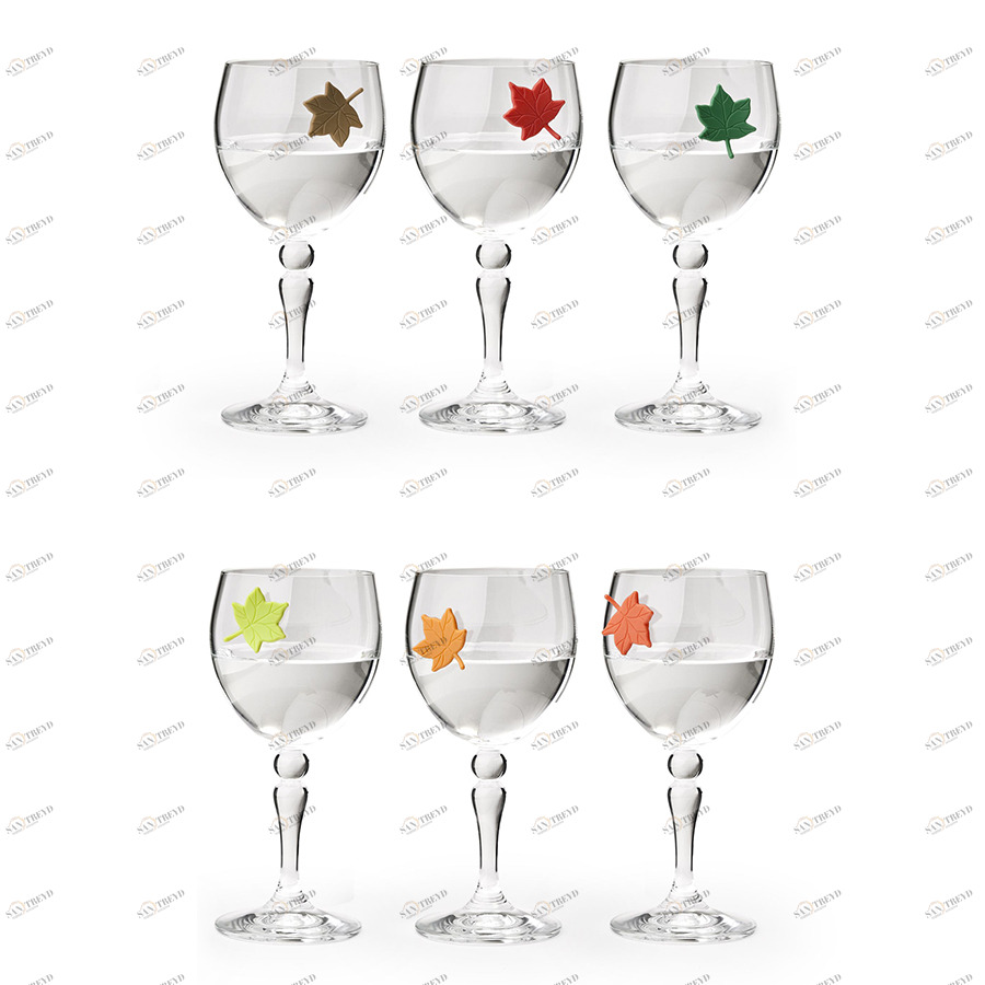 Маркеры для бокалов разноцветные 6 штук Leaf My Glass QUALY ДИЗАЙНЕРСКИЕ 00-3869941 Желтый;зеленый;красный;разноцветный 