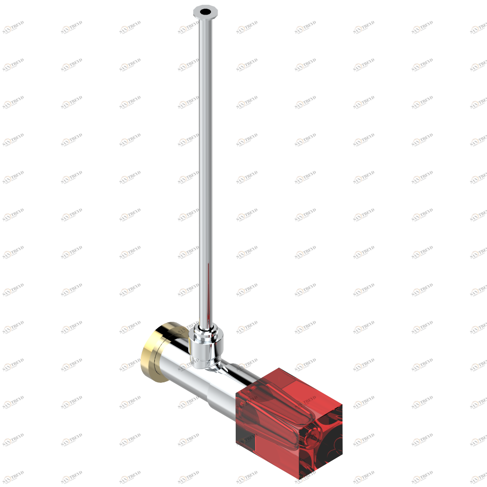 U6H-181/S Кран запорный 1/2" стильный регулируемый с 30 cм трубкой Thg-paris Beyond crystal с красным хрусталём Хром/золото U6H-181/S CAT.A