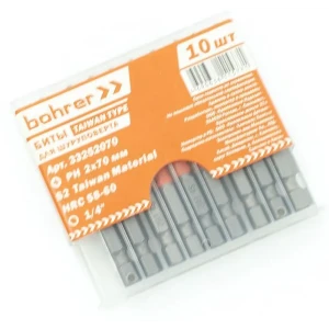 Бита магнитная Bohrer Taiwan Type 33252070 PH2x70 мм, 10 шт.