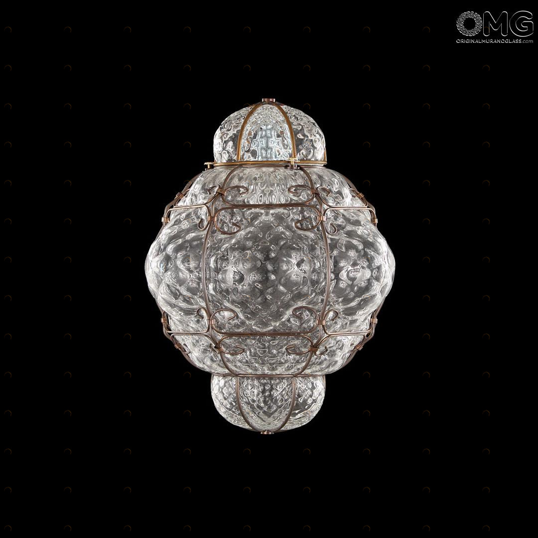4213 ORIGINALMURANOGLASS Потолочный сетильник Клетка - большой - янтарный/прозрачный - муранское стекло OMG 30 см 