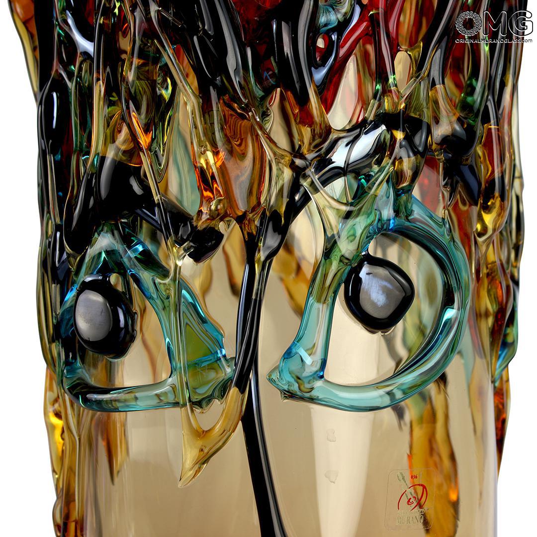 4606 ORIGINALMURANOGLASS Ваза Musana Face - коричневая - по мотивам Пикассо - муранское стекло OMG 16 см  - Вид №1
