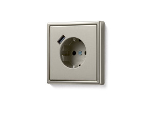 Двойная электрическая розетка schuko из нержавеющей стали с USB