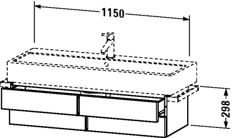 VE620805151 Тумбочка подвесная Vero #VE6208 1150 x 431 мм Сосна коричневая, декор Duravit - Вид №1