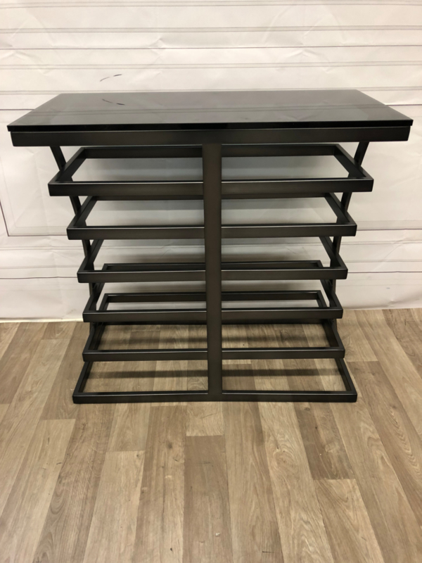 Консоль черная со стеклянной столешницей и фигурным основанием Barolo от Eichholtz EICHHOLTZ EICHHOLTZ 060994 Черный  - Вид №2