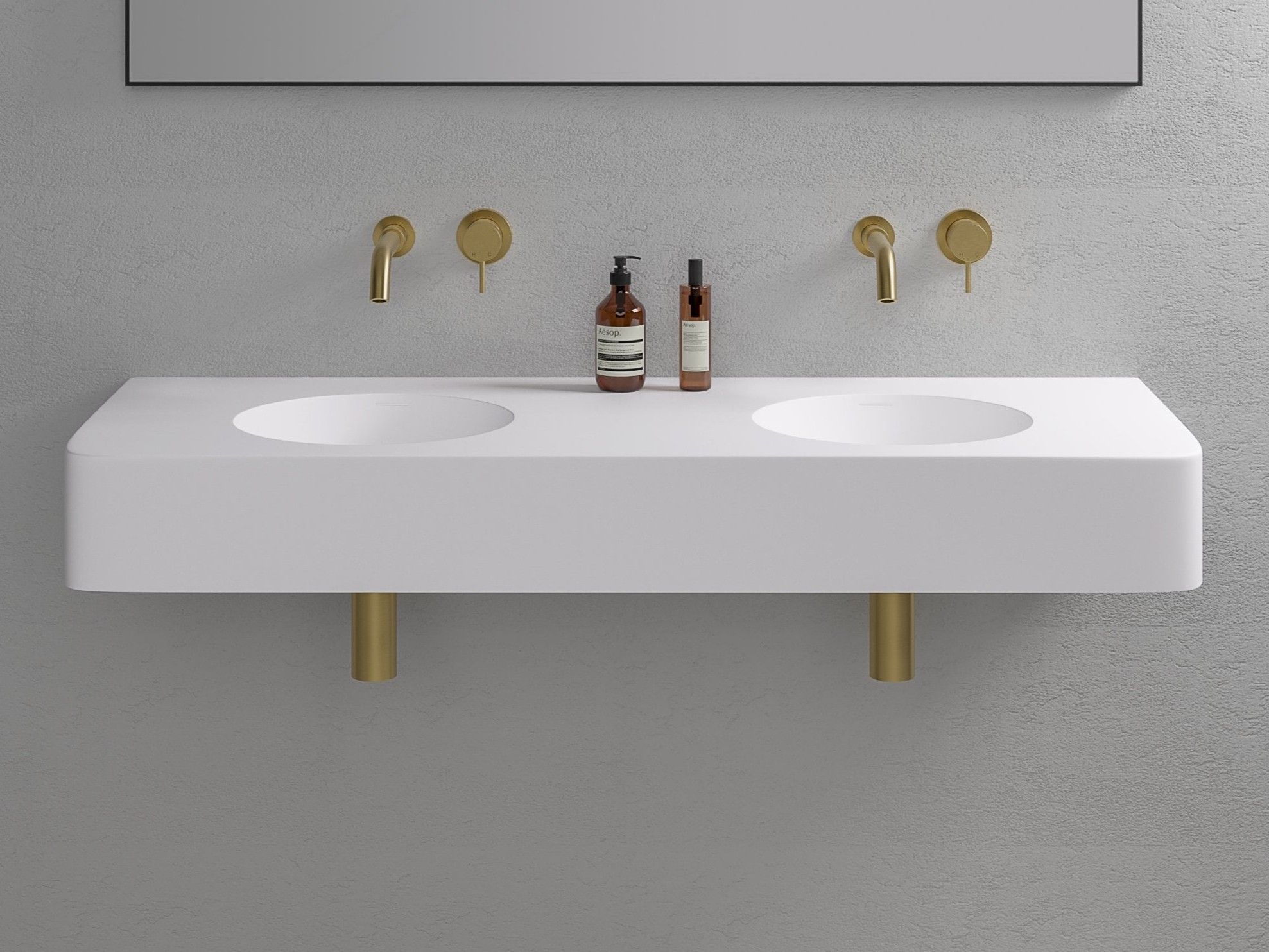 Двойной подвесной умывальник из смолы LUSSO LANOSA ARCH-00065859