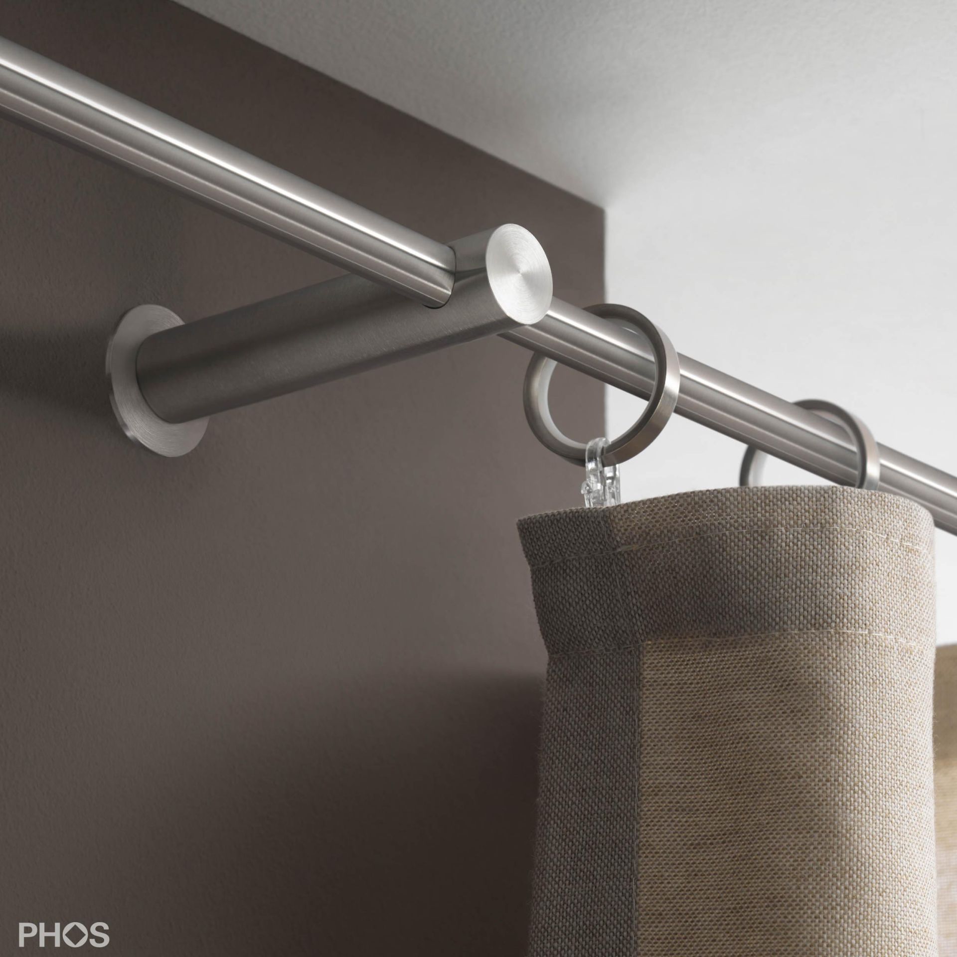 VS20-100-3400 Комплект карнизов: 340 см с 2 держателями и 1 держателем карниза в качестве центральной опоры (среднее расстояние от стены) PHOS  - Вид №2