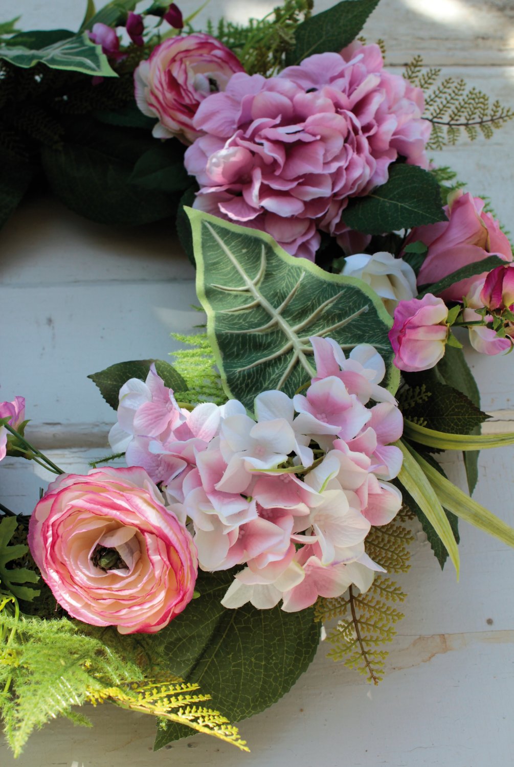 2647 510 a3 Искусственный венок 'лютик / роза / гортензия' Ø 50 см, розовый H-andreas  - Вид №4