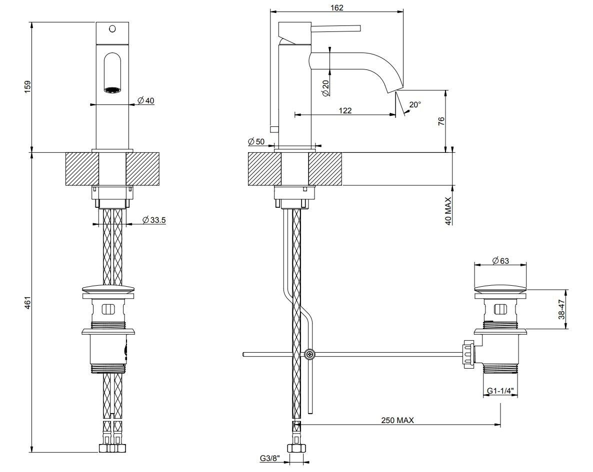 Смеситель для раковины из нержавеющей стали Gessi Messi316 ARCH-00143911 - Вид №3