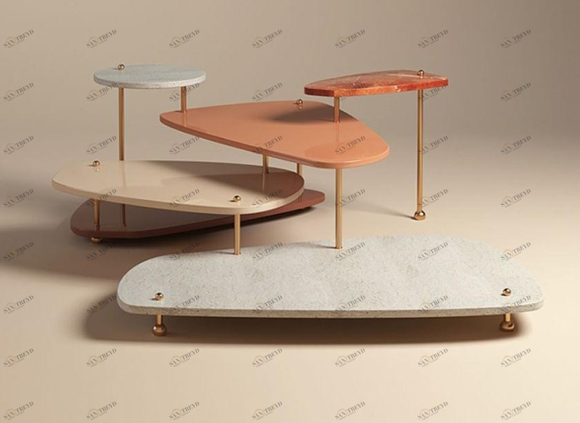 Malabar Журнальный столик из мрамора, травертина и лакированного дерева sun-id-1474636