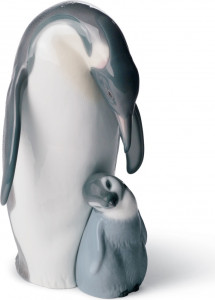 10669049 LLADRO Фигурка Lladro "Пингвин с пингвиненком" 16х22см Фарфор