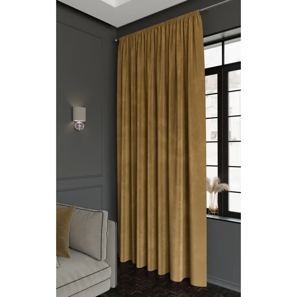 Штора MIAMOZA Silky охра 200x280 см с ленточным креплением 89427088 STLM-1582958