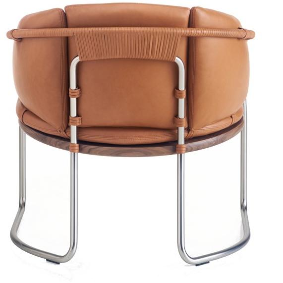 BassamFellows Санное кресло с кожаной обивкой и подлокотниками Geometric Cb-454 - Вид №4